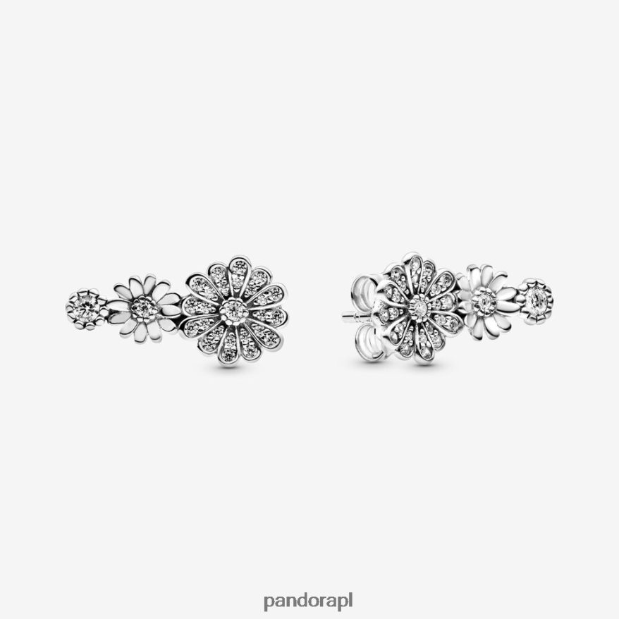 srebro Akcesoria Pandora błyszczące kolczyki w kształcie trio w kształcie stokrotki DFDN880