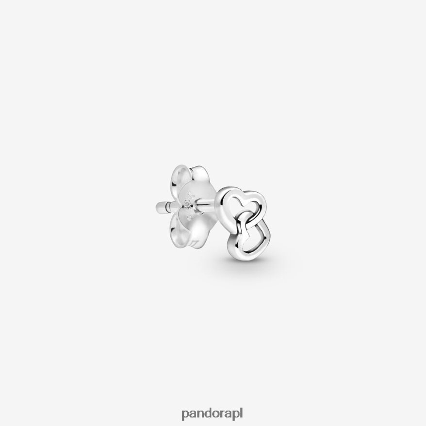 srebro Akcesoria Pandora kolczyk w kształcie serca, przykuty łańcuchem DFDN869