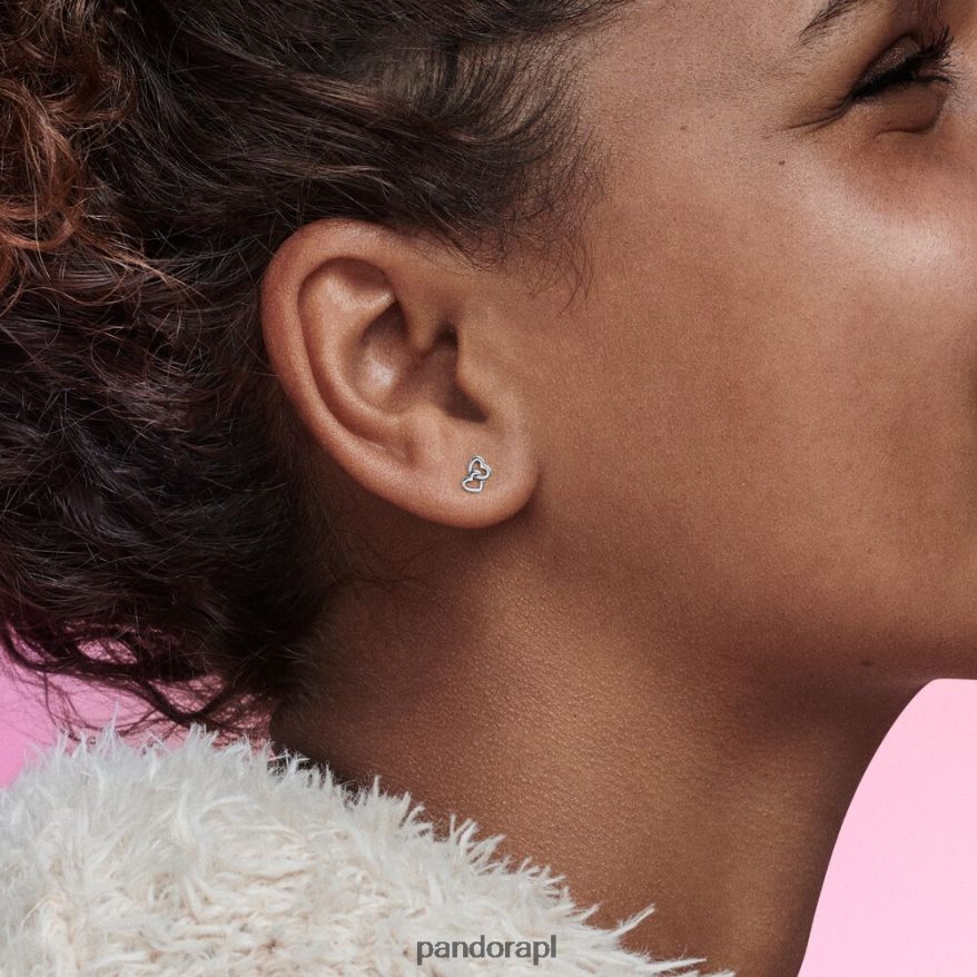 srebro Akcesoria Pandora kolczyk w kształcie serca, przykuty łańcuchem DFDN869