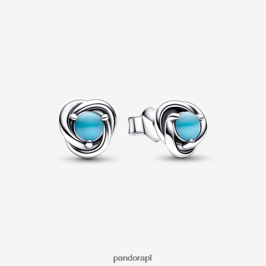 srebro/niebieski Akcesoria Pandora Grudniowe turkusowe kolczyki w kształcie koła wieczności DFDN947