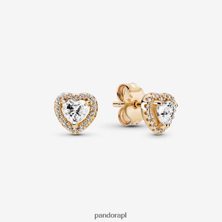 złoto Akcesoria Pandora Kolczyki z podwyższonym sercem DFDN872
