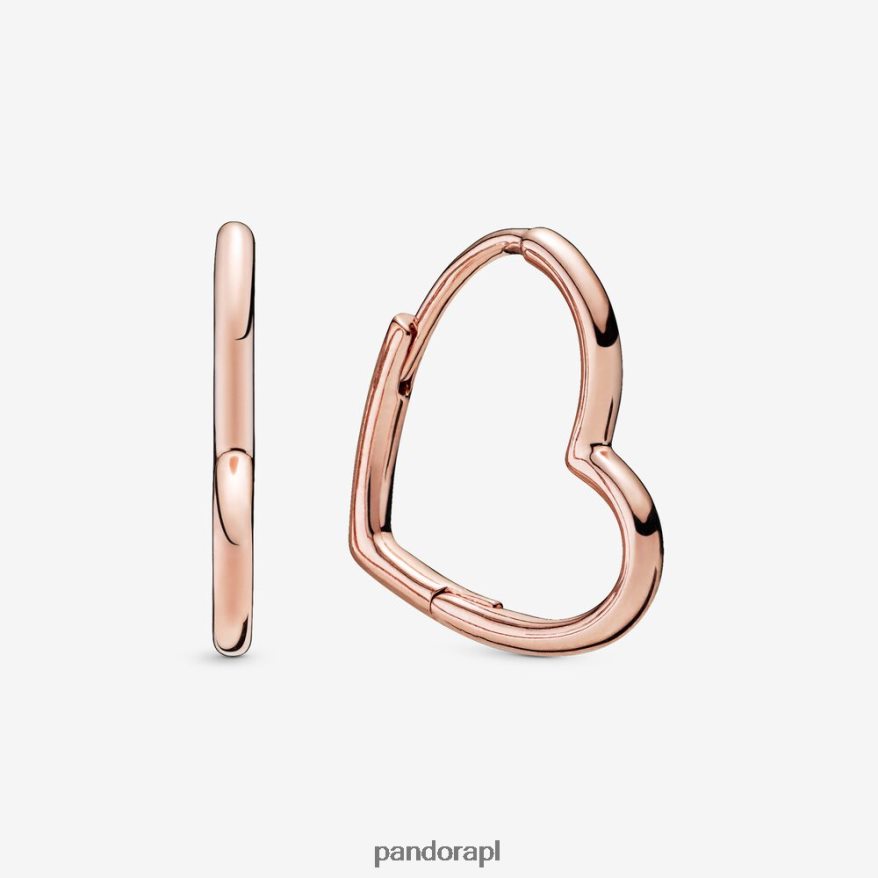 Pozłacane Różowym Złotem Akcesoria Pandora asymetryczne kolczyki koła w kształcie serca DFDN833