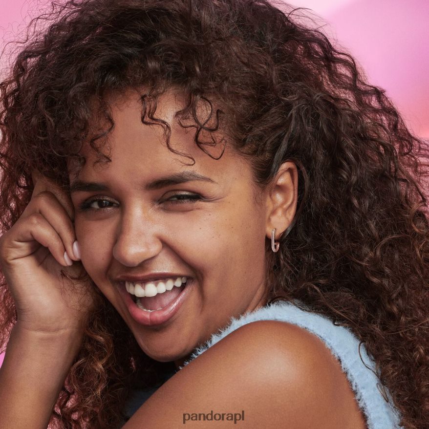 Pozłacane Różowym Złotem Akcesoria Pandora ja utorowałem kolczyk z łączem DFDN842