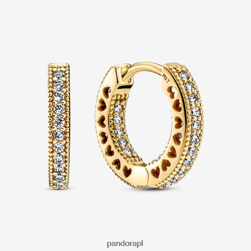 pozłacany Akcesoria Pandora kolczyki koła w kształcie serca DFDN831