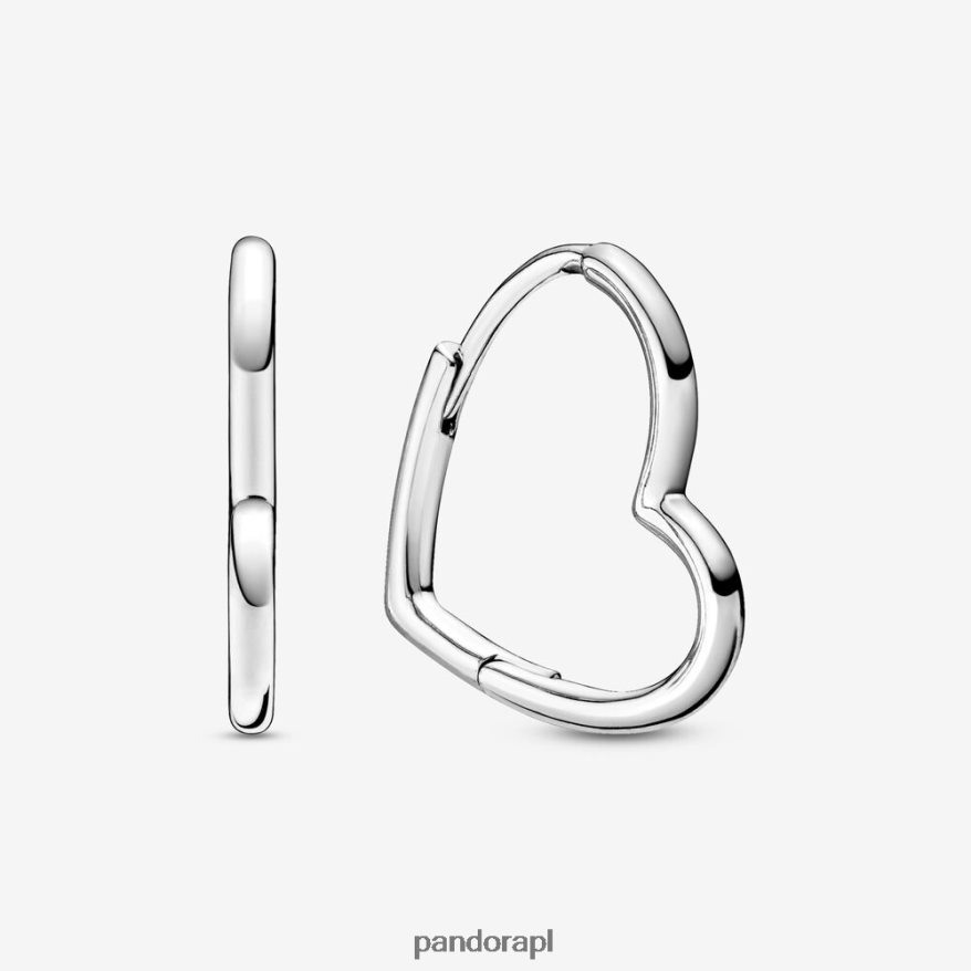 srebro Akcesoria Pandora asymetryczne kolczyki koła w kształcie serca DFDN832