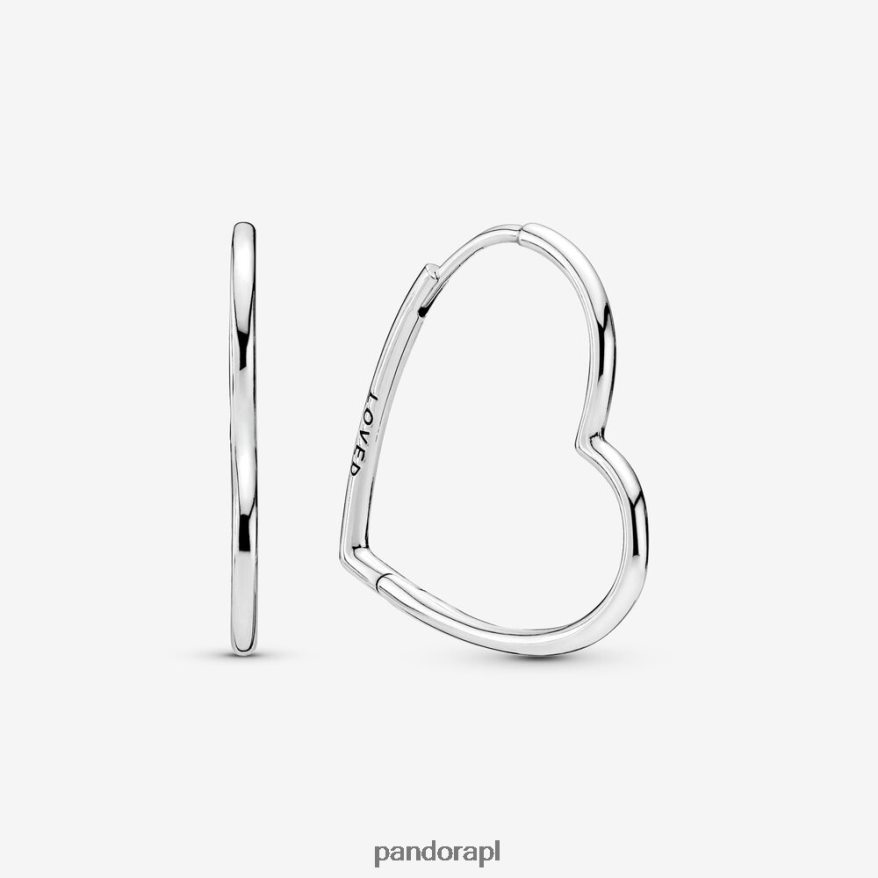 srebro Akcesoria Pandora asymetryczne kolczyki koła w kształcie serca DFDN834