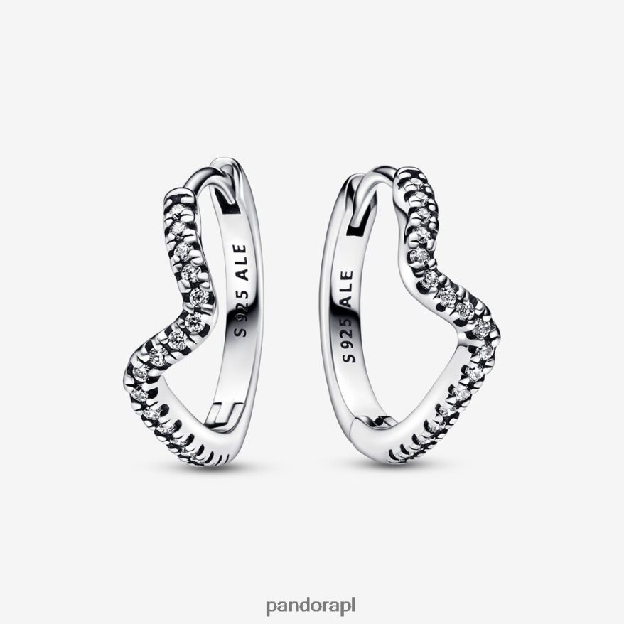 srebro Akcesoria Pandora błyszczące kolczyki koła w kształcie fali DFDN846