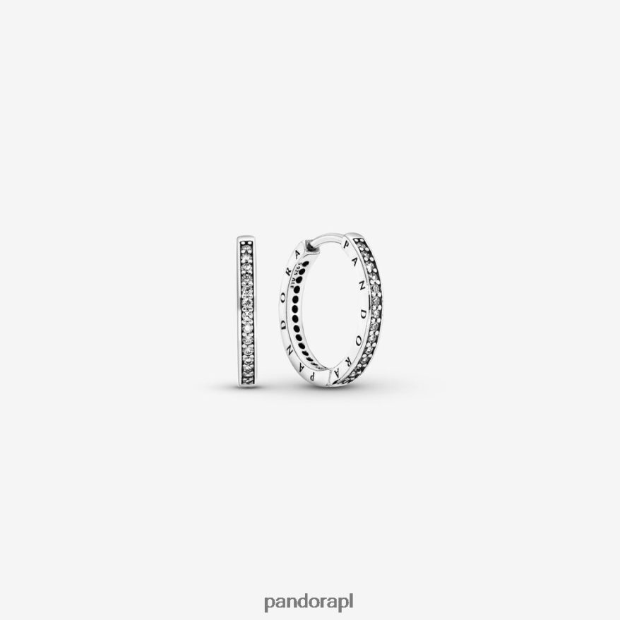 srebro Akcesoria Pandora błyszczące kolczyki koła z logo DFDN854