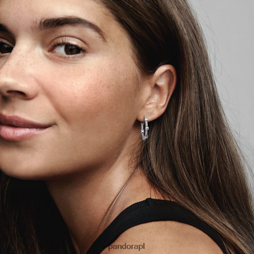 srebro Akcesoria Pandora błyszczące kolczyki w kształcie kostek brukowych DFDN855