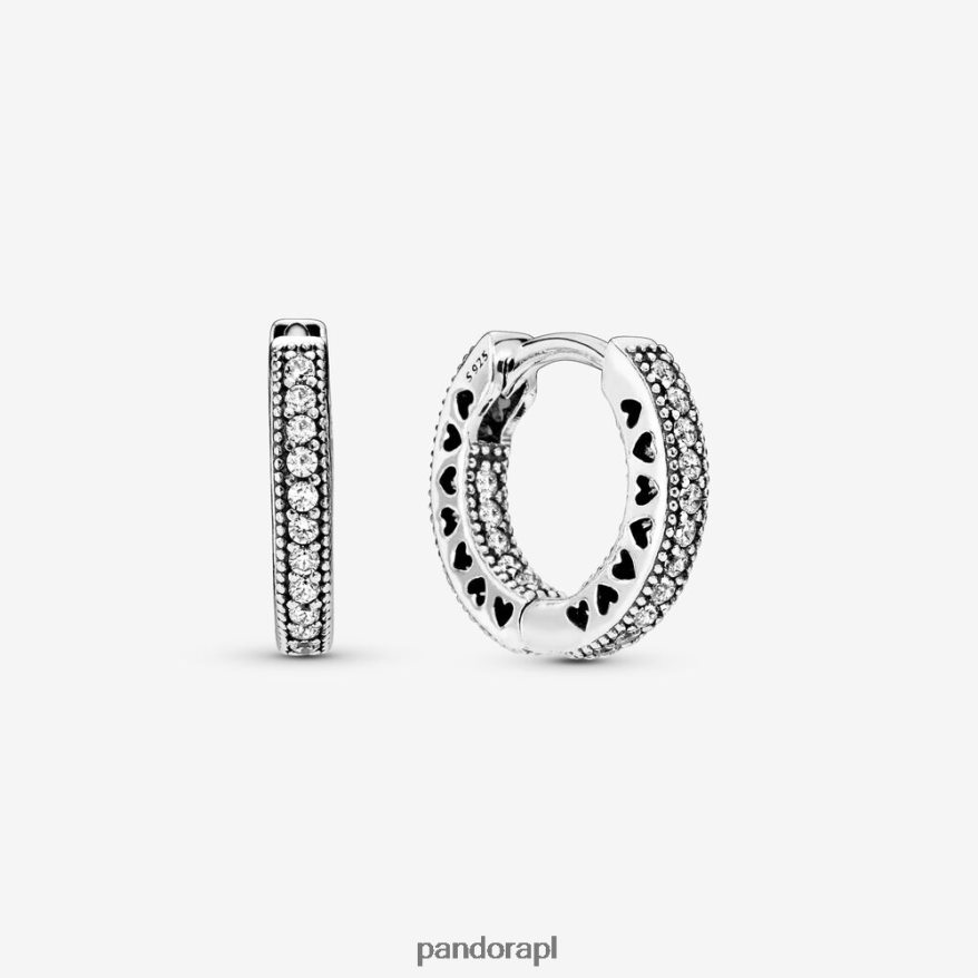 srebro Akcesoria Pandora kolczyki koła w kształcie serca DFDN829