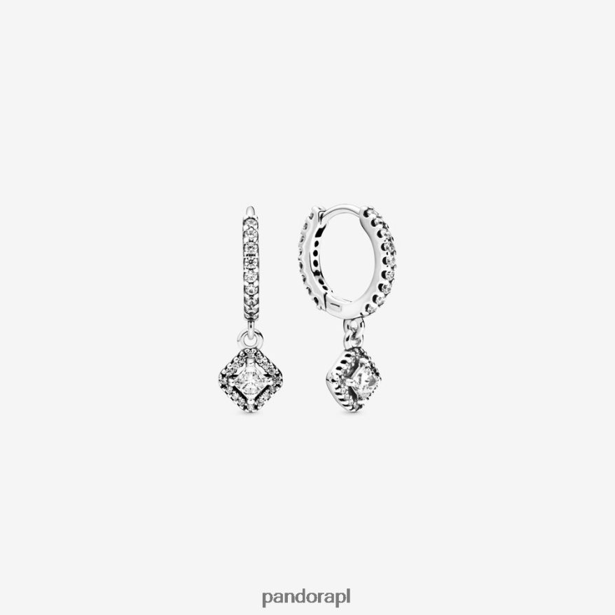 srebro Akcesoria Pandora kwadratowe, błyszczące kolczyki koła DFDN918