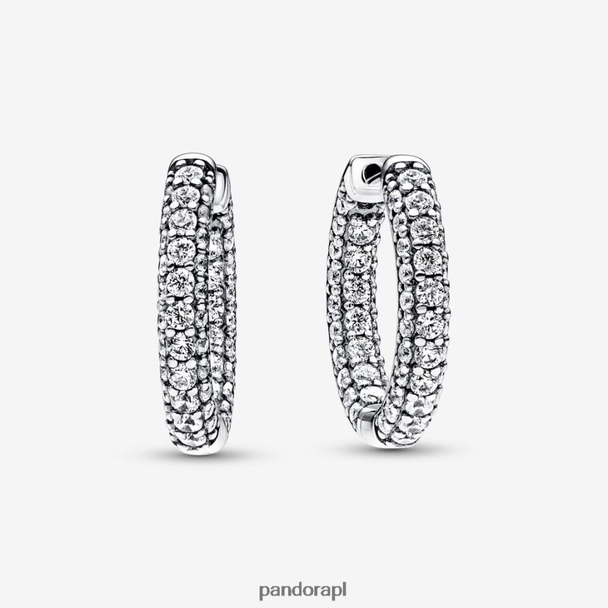 srebro Akcesoria Pandora ponadczasowe, jednorzędowe kolczyki koła Pave DFDN838