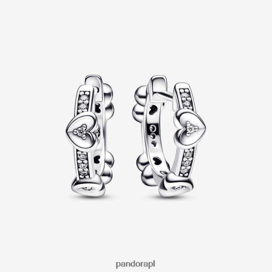 srebro Akcesoria Pandora promienne, błyszczące kolczyki koła w kształcie serca DFDN864