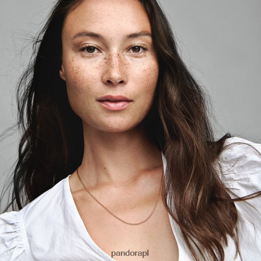 Pozłacane Różowym Złotem Akcesoria Pandora klasyczny naszyjnik z łańcuszka kablowego DFDN716