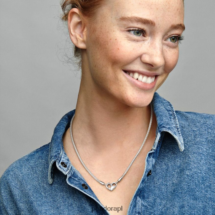 srebro Akcesoria Pandora Naszyjnik na łańcuszku z ćwiekami Moments DFDN729