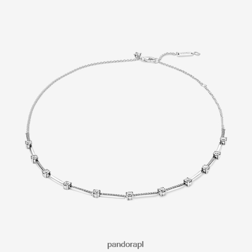 srebro Akcesoria Pandora błyszczący naszyjnik Pave Collier Bars DFDN746