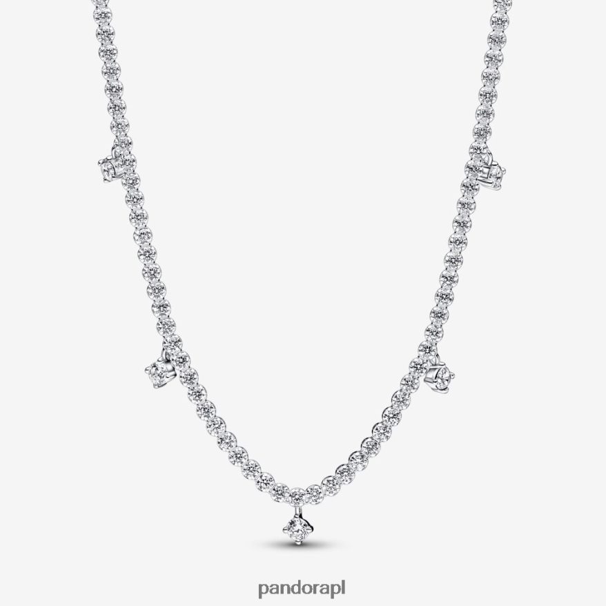 srebro Akcesoria Pandora błyszczący naszyjnik typu drop collier DFDN723
