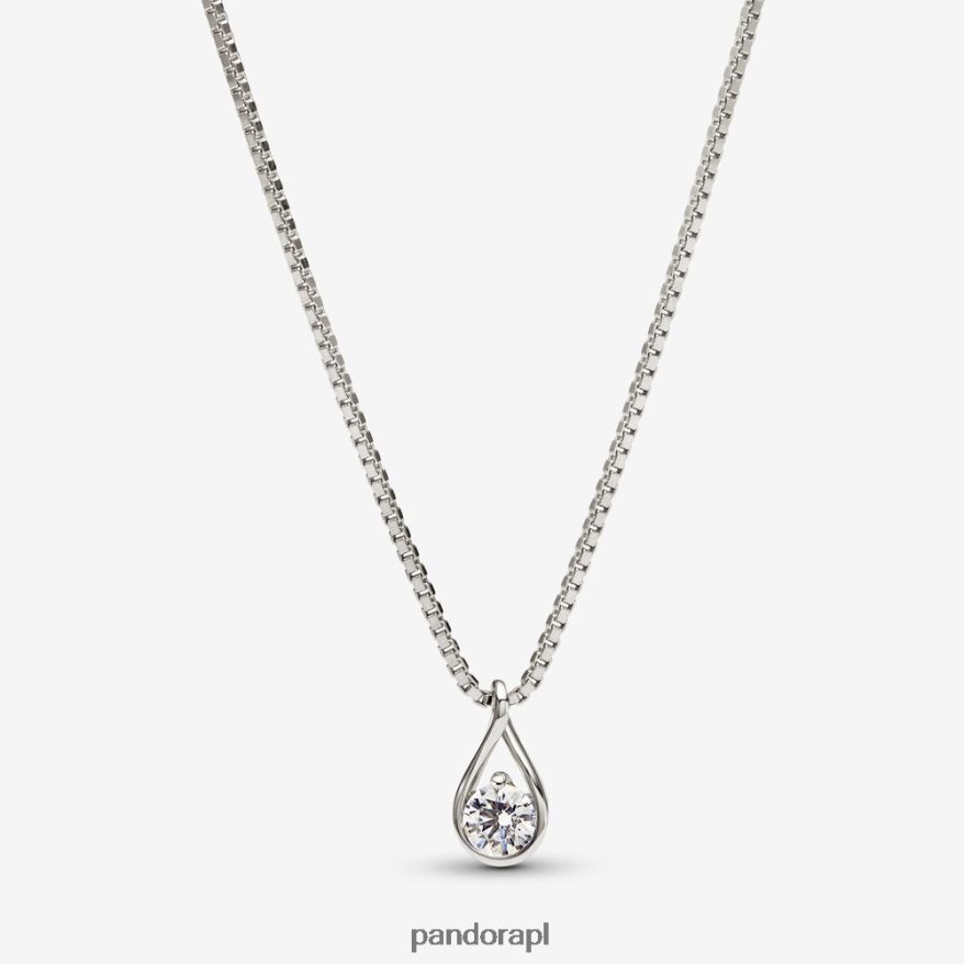 białe złoto Akcesoria Pandora Naszyjnik i wisiorek z diamentami o masie 0,25 ct wykonany w laboratorium i naszyjnik DFDN731