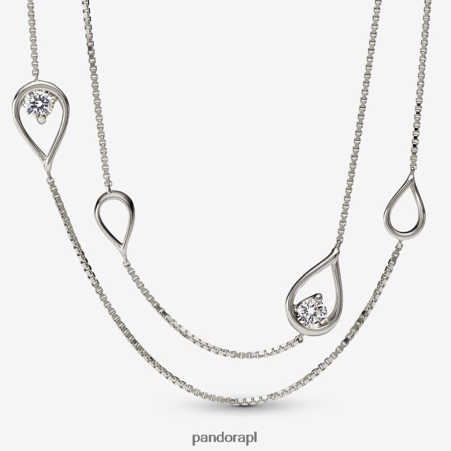 białe złoto Akcesoria Pandora stworzył długi naszyjnik z diamentami o masie 0,50 ct tw DFDN743