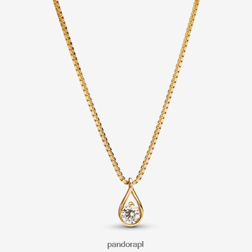 złoto Akcesoria Pandora Naszyjnik i wisiorek z diamentami o masie 0,25 ct wykonany w laboratorium i naszyjnik DFDN730