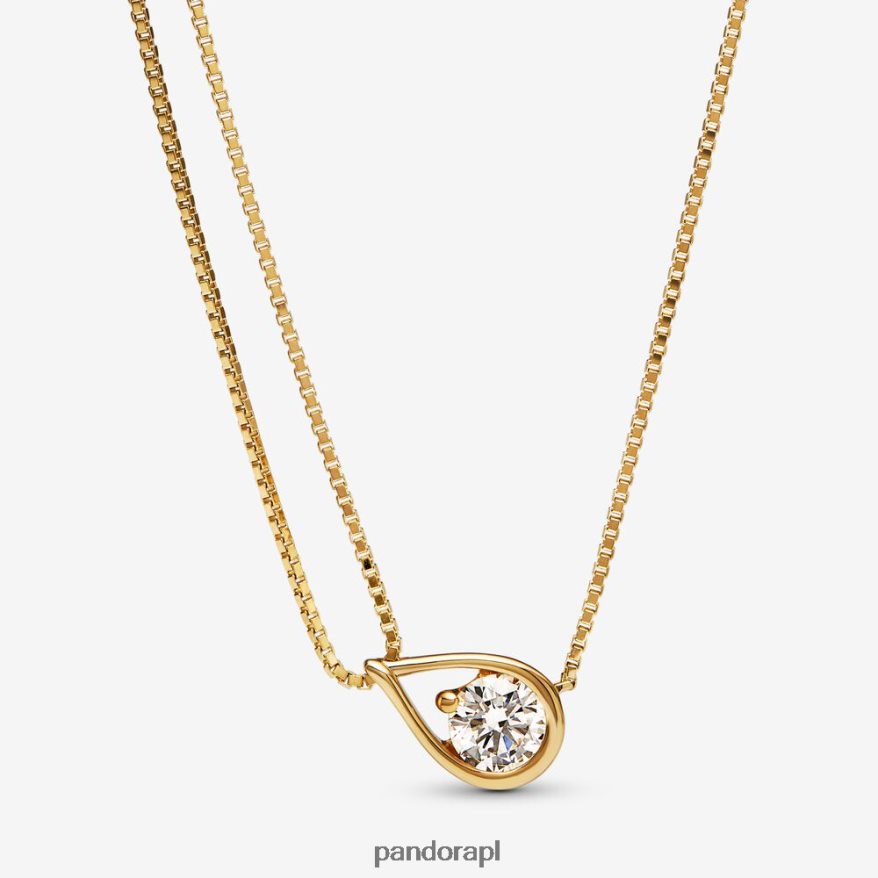 złoto Akcesoria Pandora stworzył naszyjnik z podwójnym łańcuszkiem z diamentami o masie 0,75 ct tw DFDN738