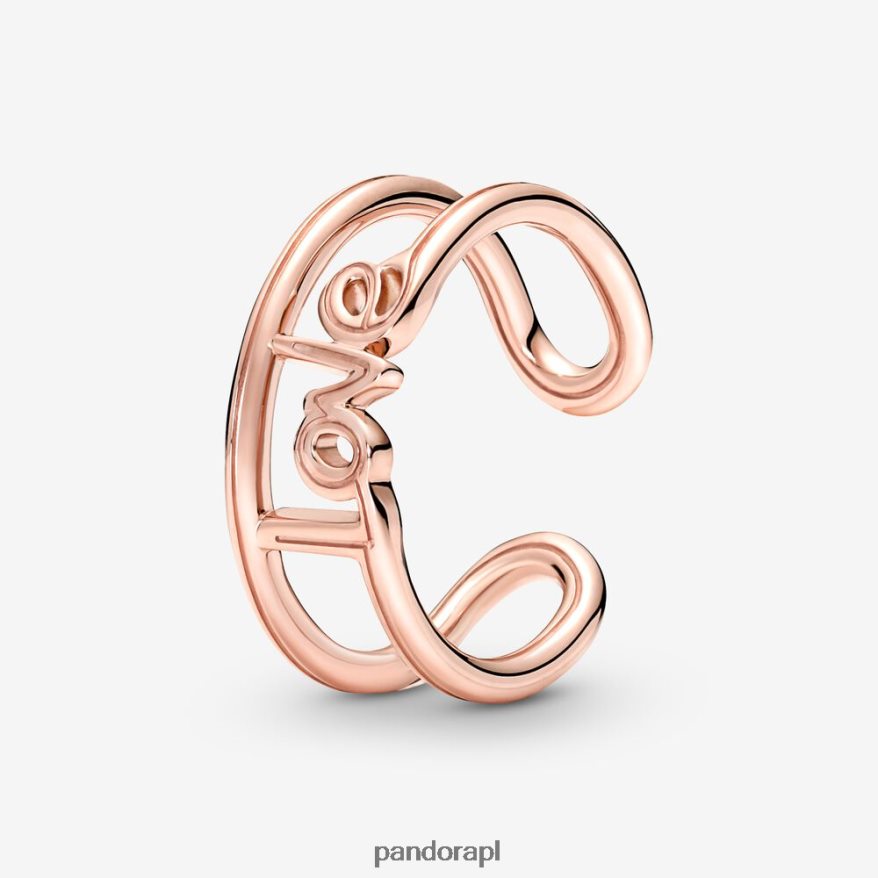 Pozłacane Różowym Złotem Akcesoria Pandora uwielbiam otwarty pierścionek DFDN680
