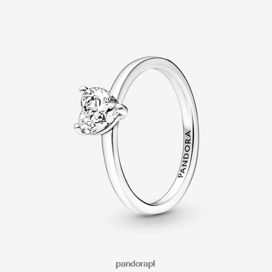 srebro Akcesoria Pandora błyszczący pierścionek z pasjansem w kształcie serca DFDN515