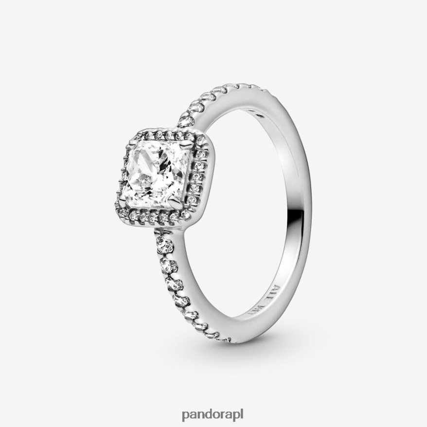 srebro Akcesoria Pandora kwadratowy, błyszczący pierścień aureoli DFDN509