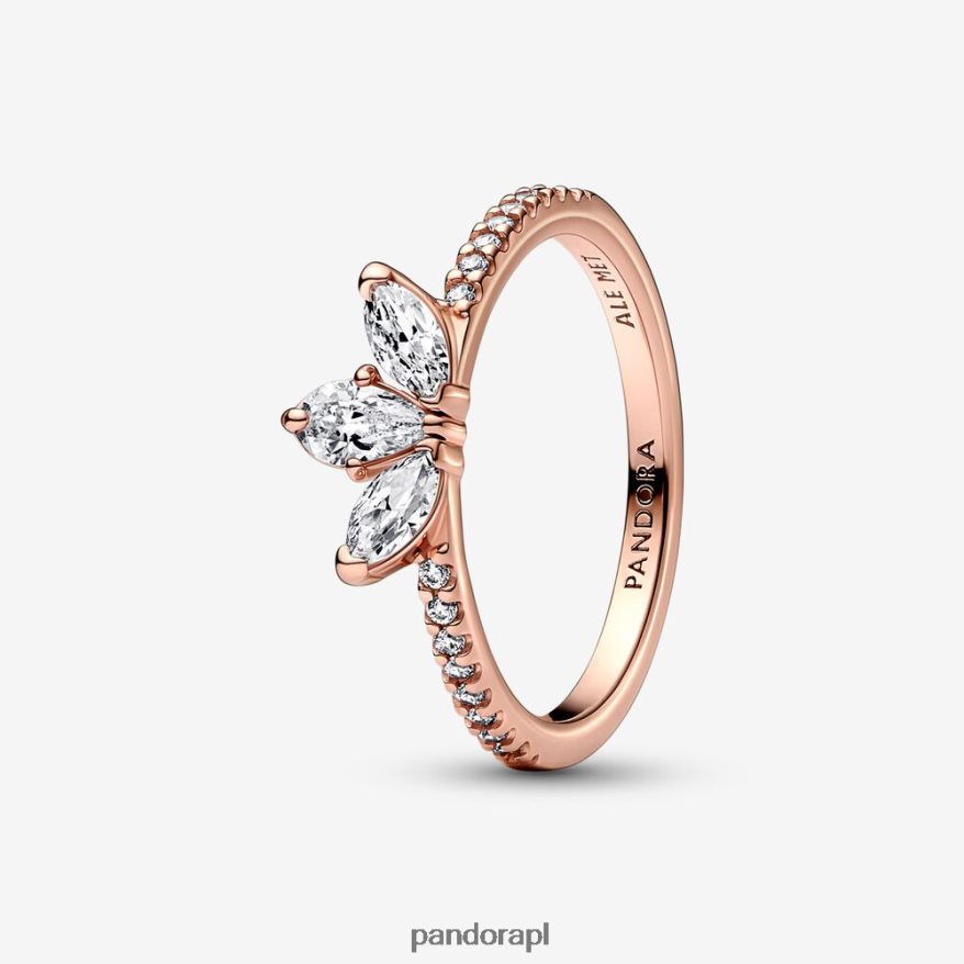 Pozłacane Różowym Złotem Akcesoria Pandora błyszczący pierścień klastra zielnikowego DFDN603