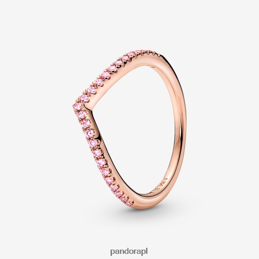 Pozłacane Różowym Złotem Akcesoria Pandora ponadczasowy, błyszczący, różowy pierścionek życzeń DFDN592