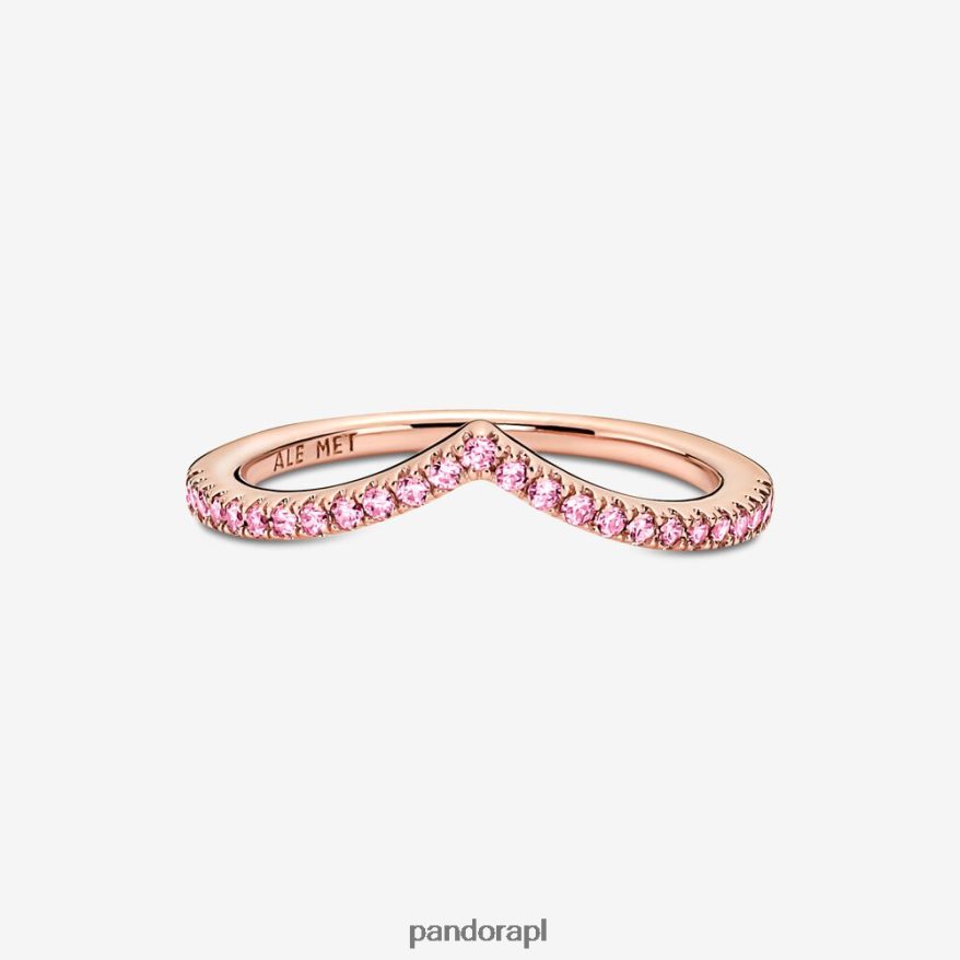 Pozłacane Różowym Złotem Akcesoria Pandora ponadczasowy, błyszczący, różowy pierścionek życzeń DFDN592