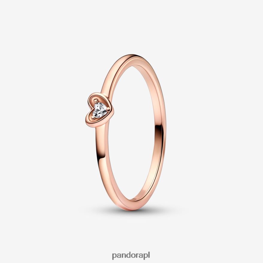 Pozłacane Różowym Złotem Akcesoria Pandora promienny pierścionek z sercem DFDN608