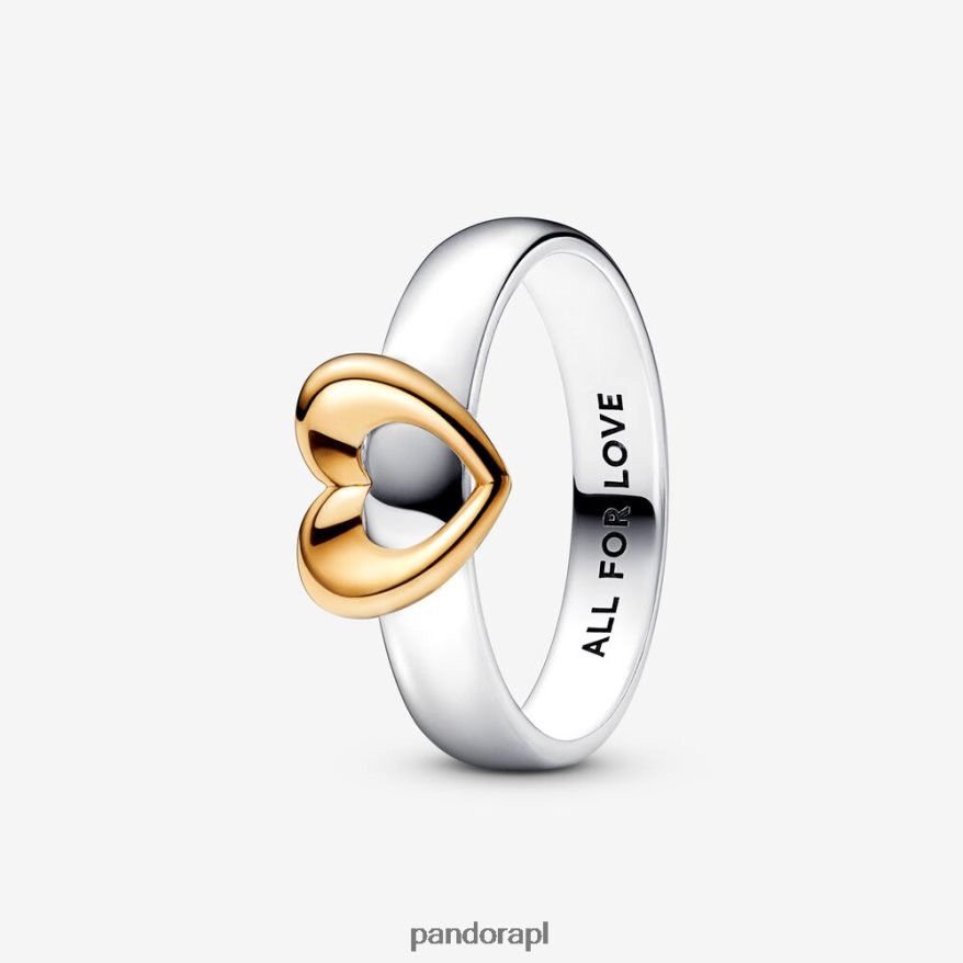 dwutonowy Akcesoria Pandora promienny przesuwany pierścień w kształcie serca DFDN498
