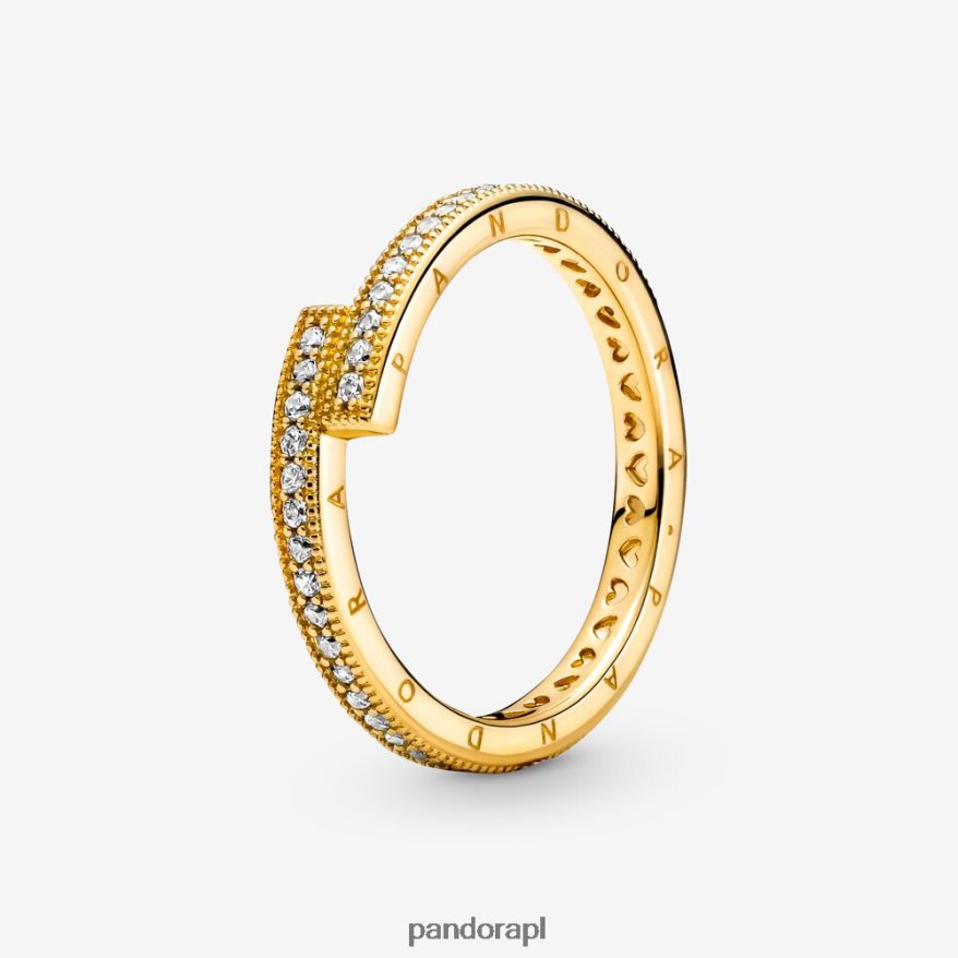 pozłacany Akcesoria Pandora błyszczący nakładający się pierścień DFDN597