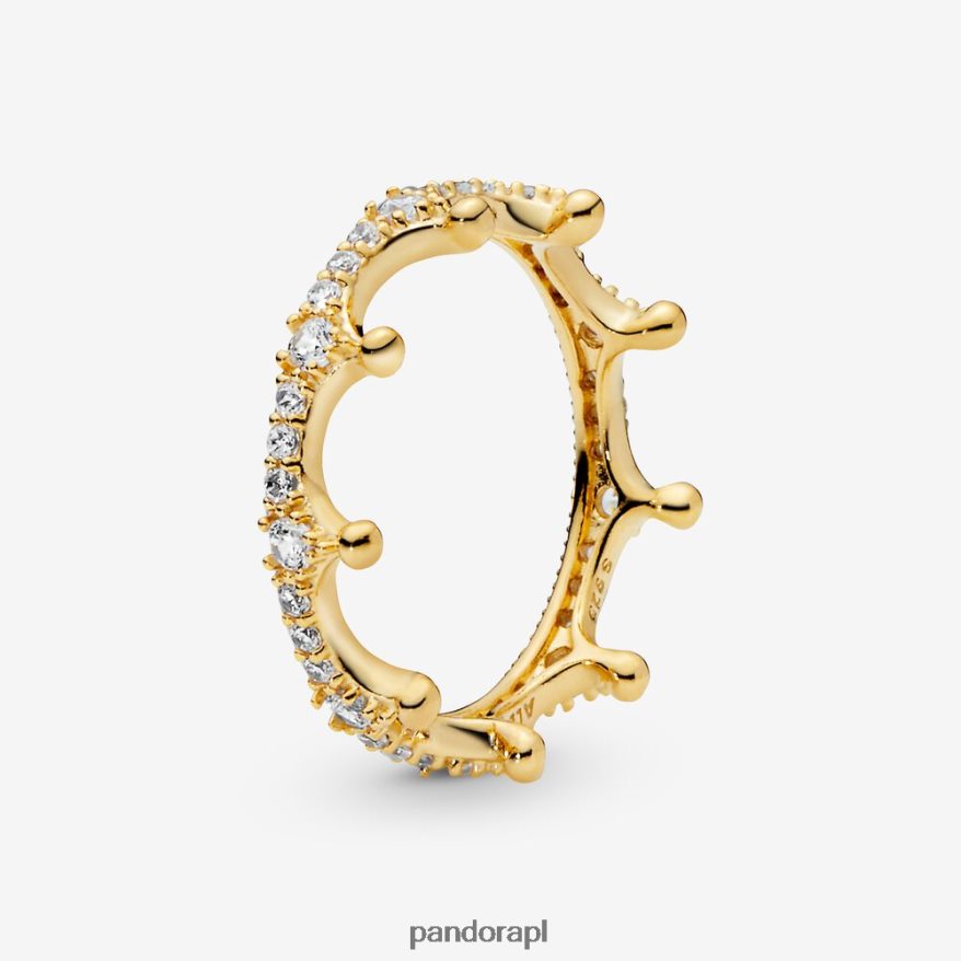 pozłacany Akcesoria Pandora przezroczysty, błyszczący pierścień koronny DFDN593