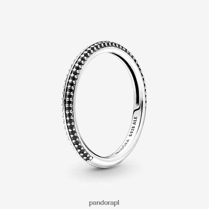 srebrny/czarny Akcesoria Pandora utoruję pierścień DFDN609