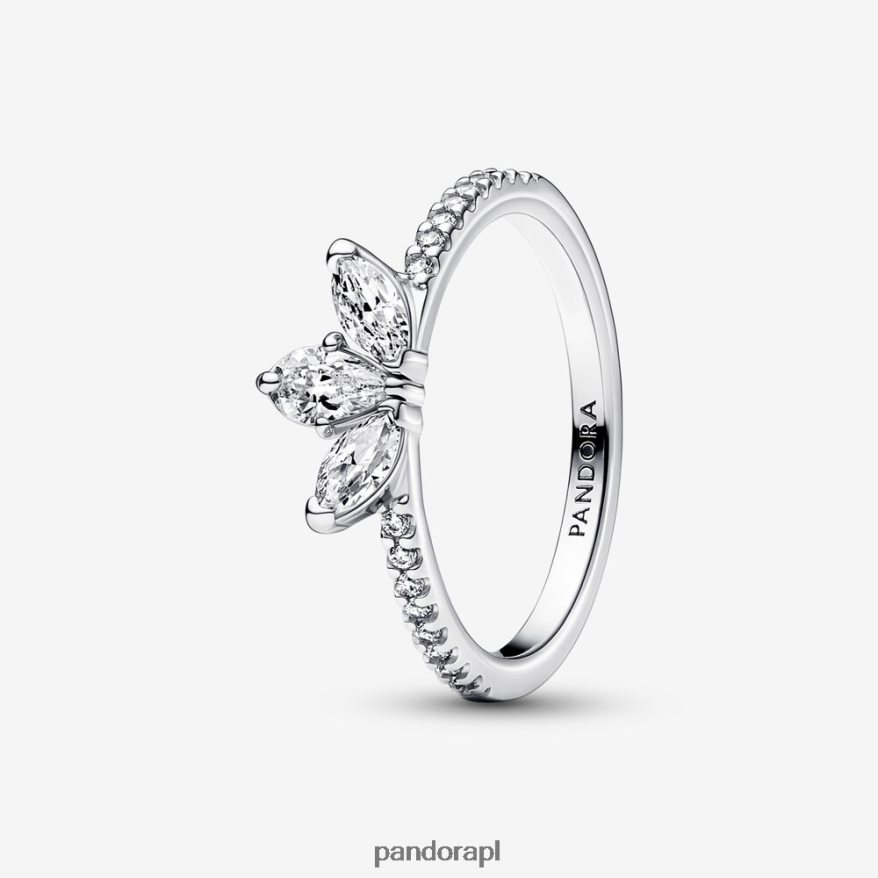 srebro Akcesoria Pandora błyszczący pierścień klastra zielnikowego DFDN602