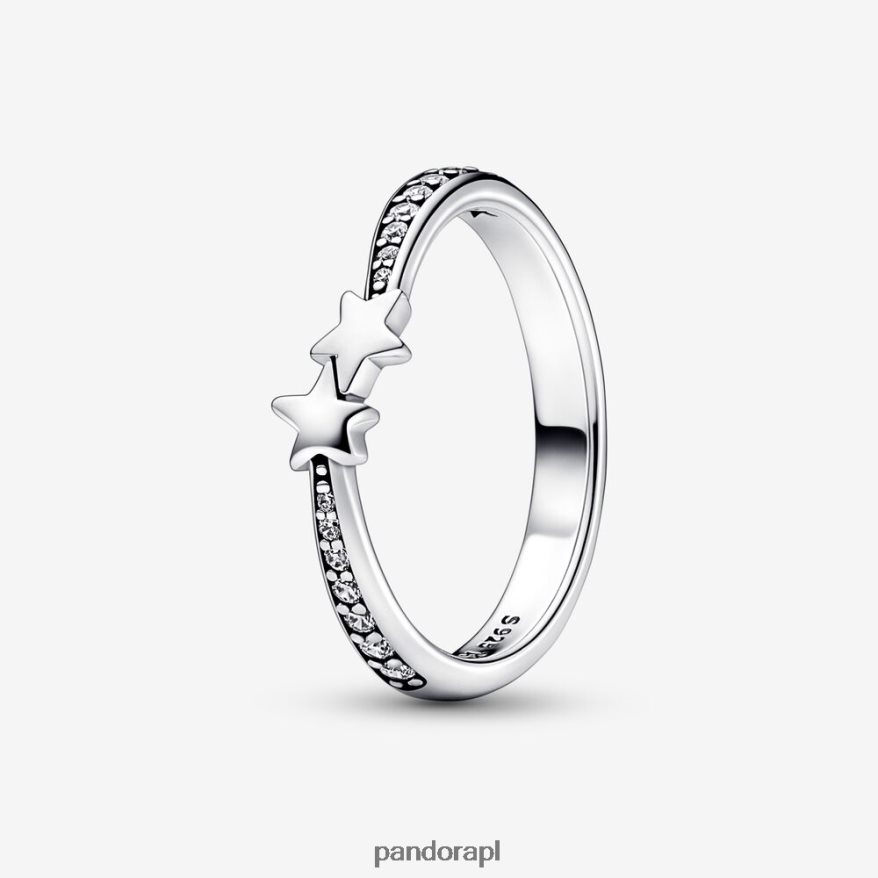 srebro Akcesoria Pandora błyszczący pierścień spadających gwiazd DFDN580