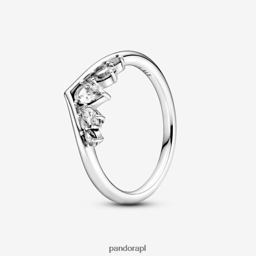 srebro Akcesoria Pandora błyszczący pierścionek z gruszką i markizą DFDN632