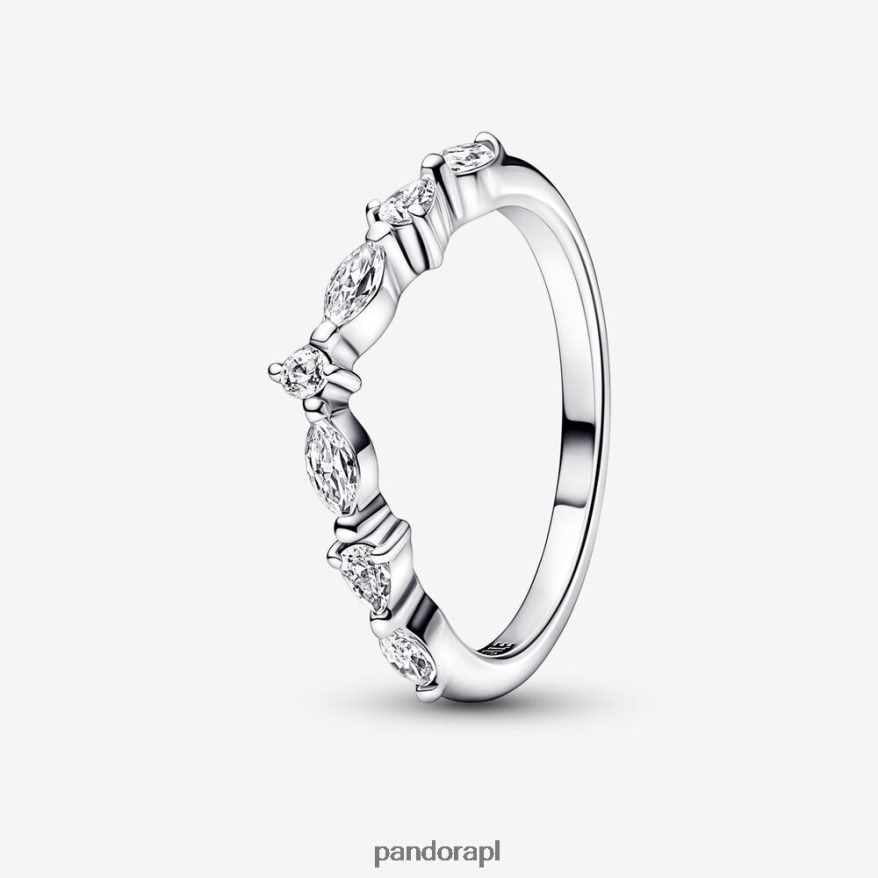 srebro Akcesoria Pandora ponadczasowy błyszczący pierścionek naprzemienny życzeń DFDN598