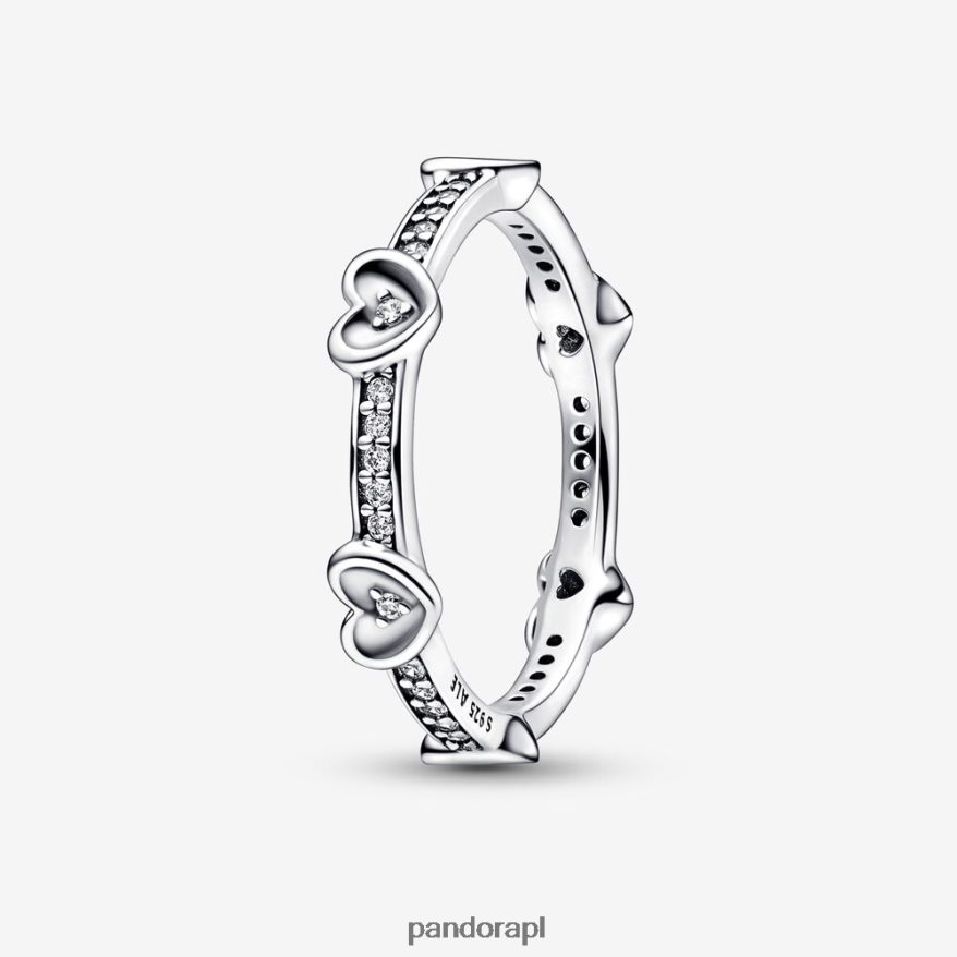 srebro Akcesoria Pandora promienny, błyszczący pierścień serc DFDN503