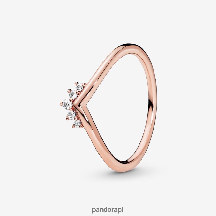 Pozłacane Różowym Złotem Akcesoria Pandora pierścionek z tiarą DFDN591