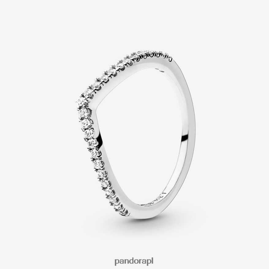 srebro Akcesoria Pandora błyszczący pierścionek typu Wishbone DFDN550