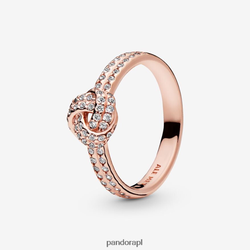 Pozłacane Różowym Złotem Akcesoria Pandora połyskujący pierścionek z węzłem DFDN548