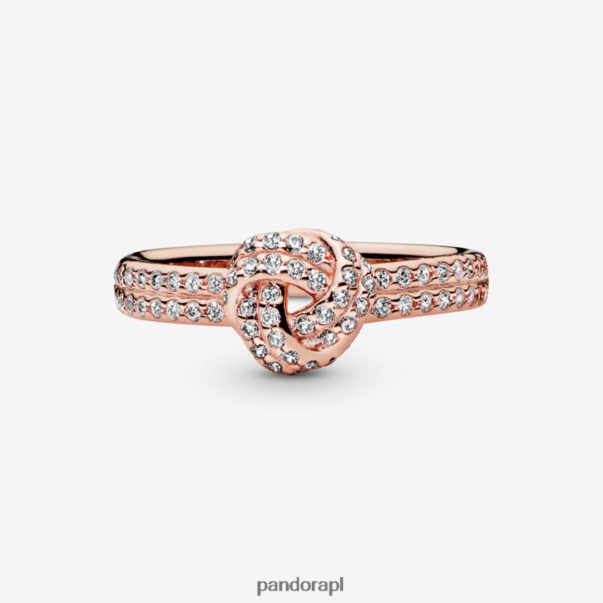 Pozłacane Różowym Złotem Akcesoria Pandora połyskujący pierścionek z węzłem DFDN548