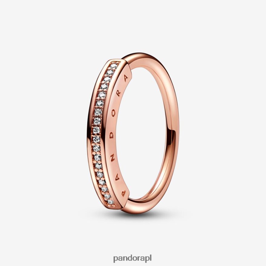 Pozłacane Różowym Złotem Akcesoria Pandora podpis i-d pave ring DFDN587