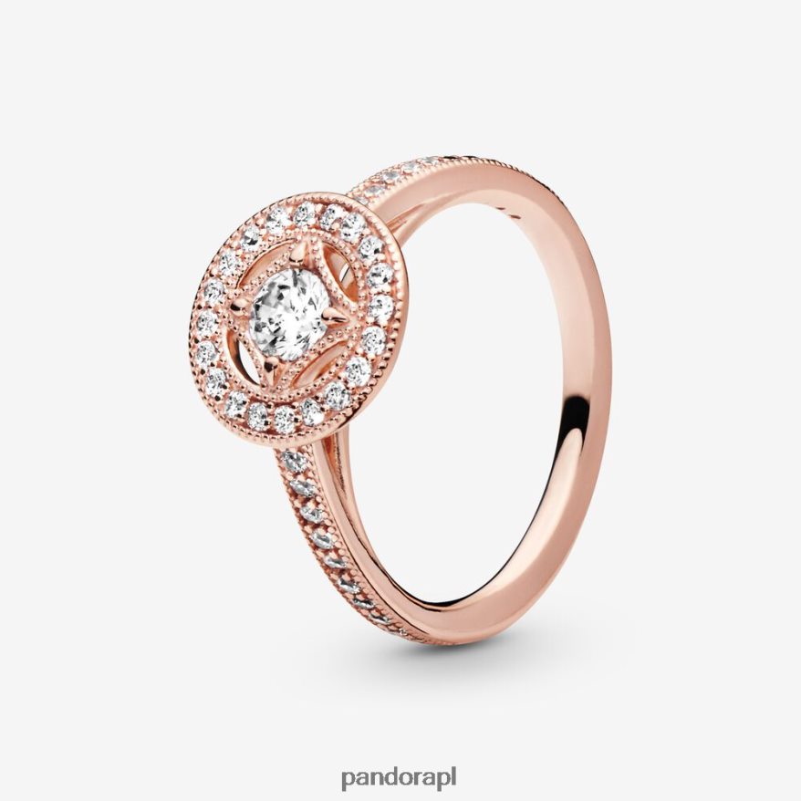 Pozłacane Różowym Złotem Akcesoria Pandora zabytkowy pierścień w kształcie koła DFDN688