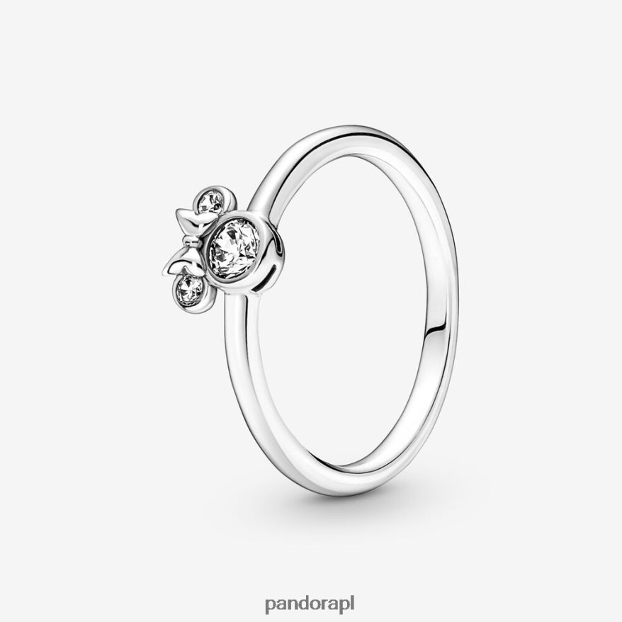 srebro Akcesoria Pandora Błyszczący pierścionek z głową Myszki Minnie Disneya DFDN685