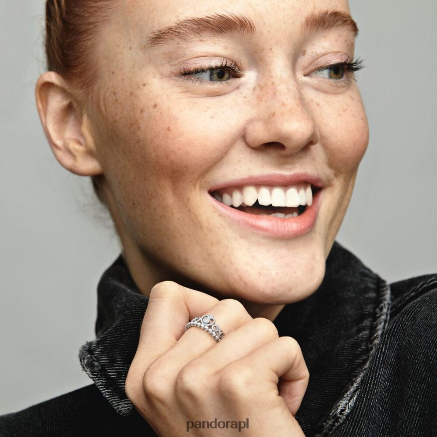 srebro Akcesoria Pandora Pierścionek koronny z tiarą księżniczki DFDN516