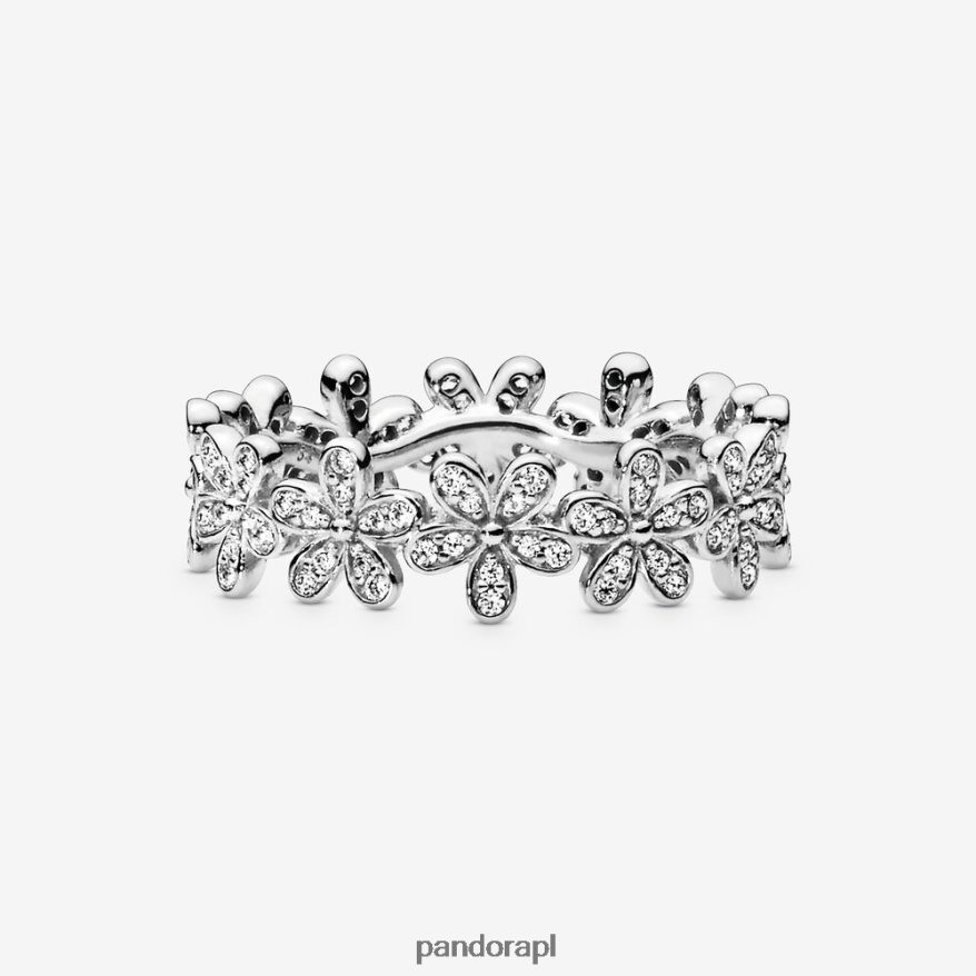srebro Akcesoria Pandora pierścień z kwiatem stokrotki DFDN652